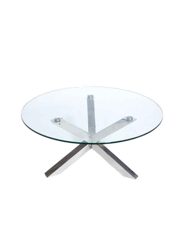 - Coffee Table - Round Glass Top - 1 - RSVP Party Rentals