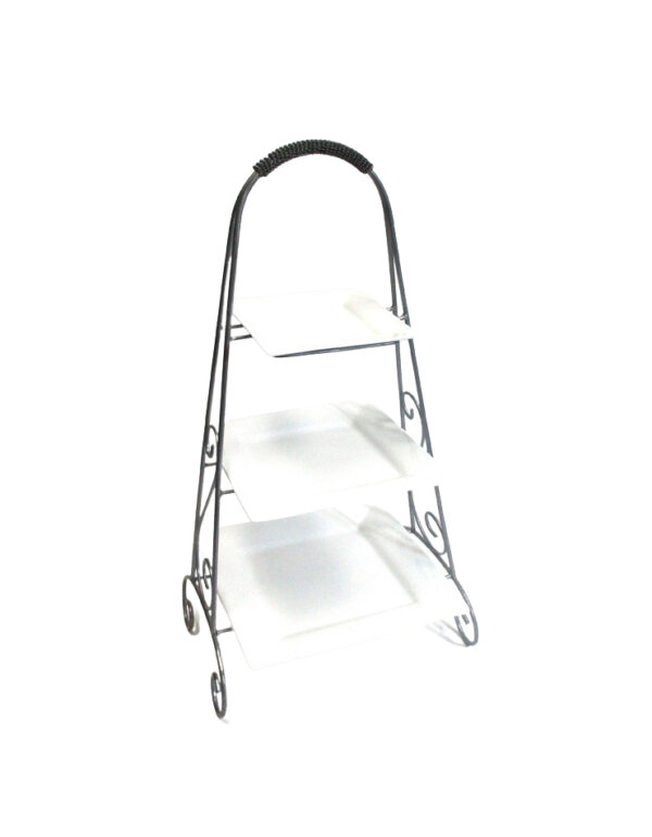 - Plate Stand - Square Silvertone - 1 - RSVP Party Rentals