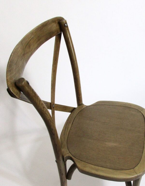 - Cross Back Chair – Weathered Oak - 2 - RSVP Party Rentals