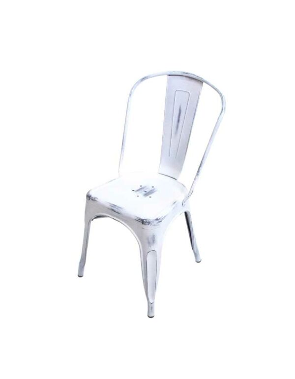 - Retro Chair - Distressed White - 1 - RSVP Party Rentals