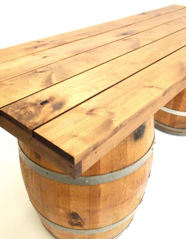 - Rustic Plank With Barrels - 7' - 2 - RSVP Party Rentals