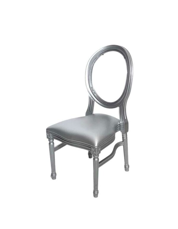 - Zero Back Louis Chair - Silver - 1 - RSVP Party Rentals