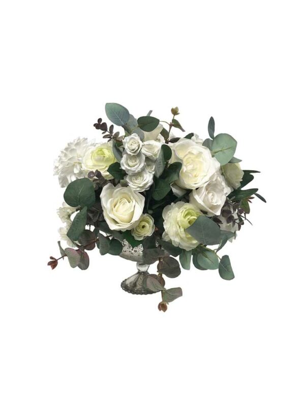 Floral Centerpiece with Silver Base - 1 - RSVP Party Rentals