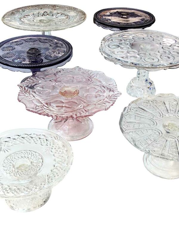 - Cake Stand - Assorted Vintage Glass - 1 - RSVP Party Rentals