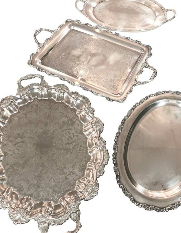 Trays - Assorted Vintage Heavy Silver - 1 - RSVP Party Rentals