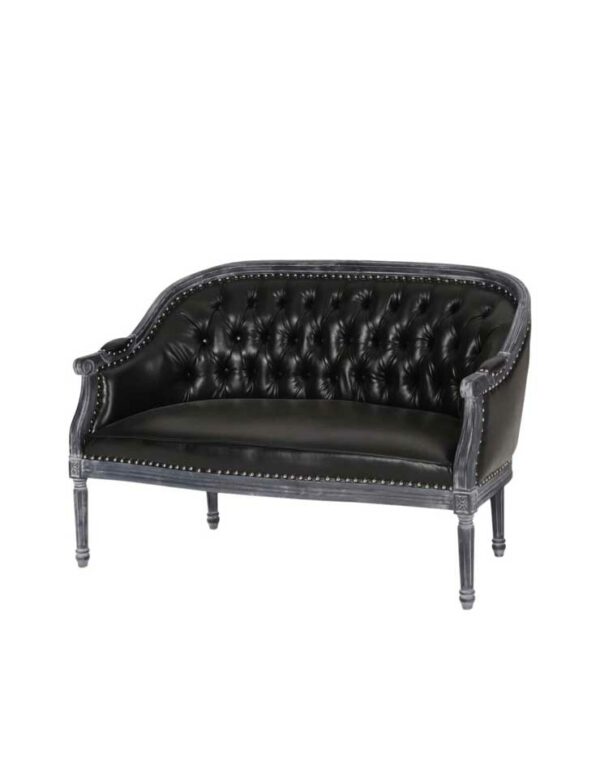Calais Settee - Midnight Faux Leather - 1 - RSVP Party Rentals