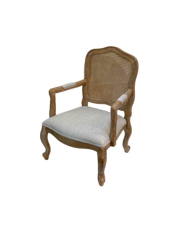 - Provence Armchair - Natural/Grey - 1 - RSVP Party Rentals