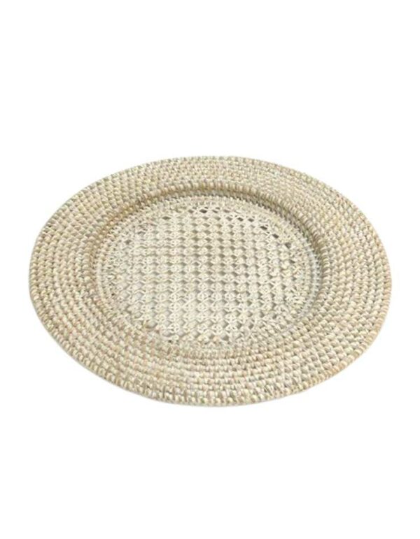 Whitewash Rattan Charger - 1 - RSVP Party Rentals