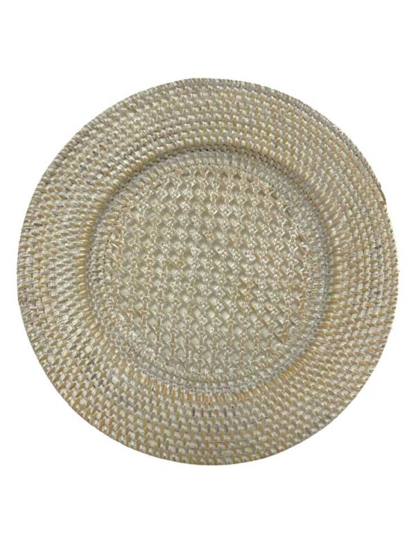Whitewash Rattan Charger - 1 - RSVP Party Rentals
