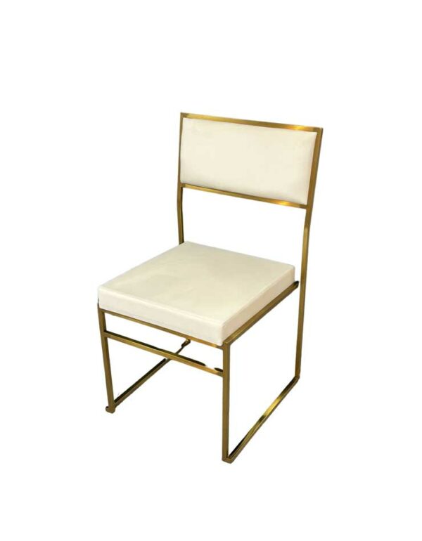 Gramercy Chair - White + Brass - 1 - RSVP Party Rentals