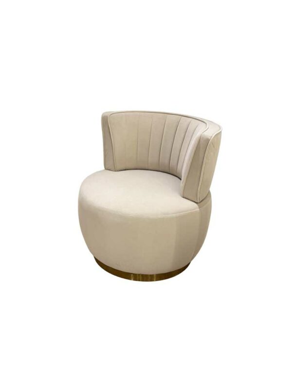 Beige Velvet Swivel Chair